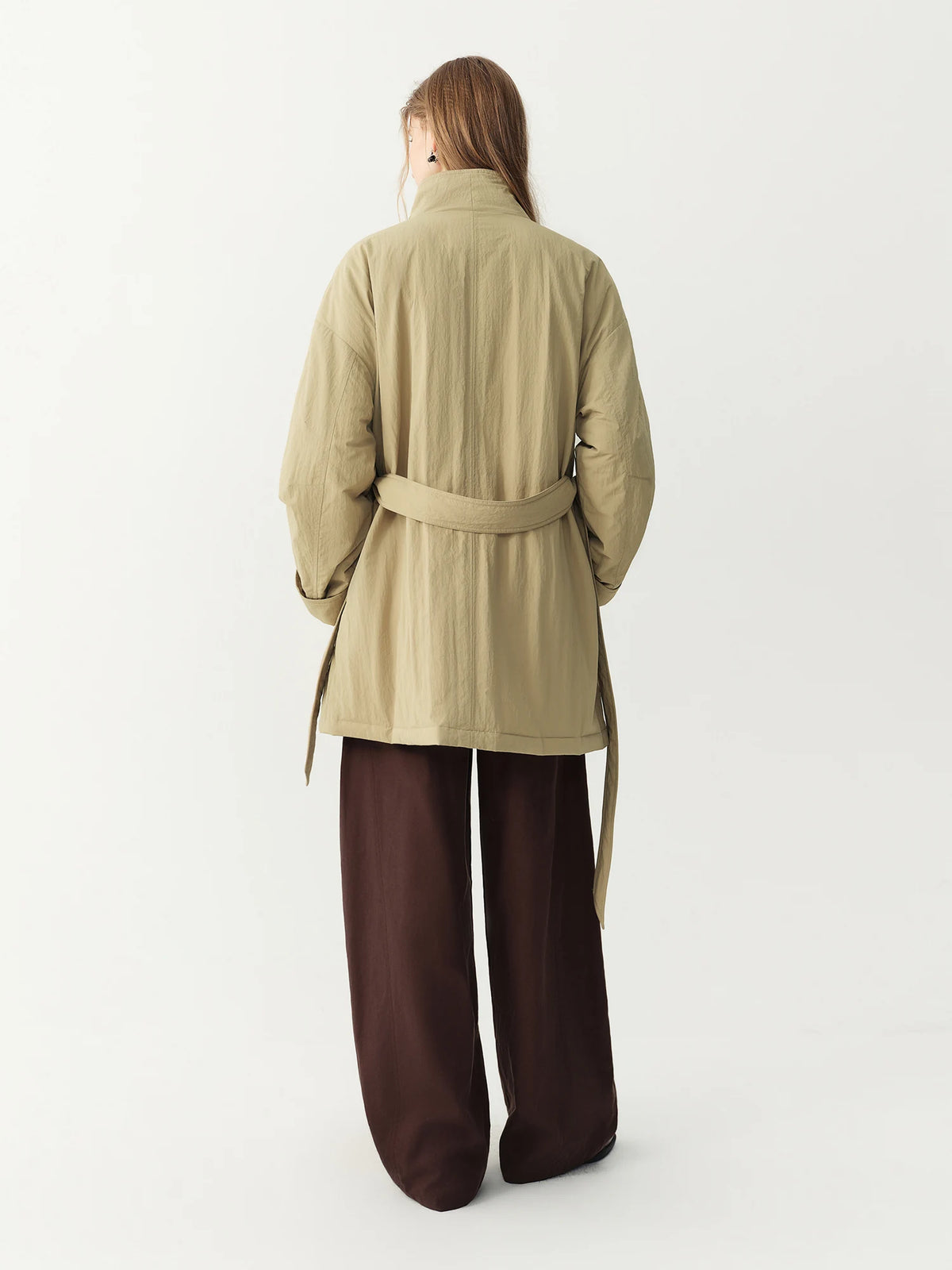 FSLE 2026 Winter New Women's Commute Stand Collar Direct Down Fill Trench Style Down Puffer Coat Warm Thick Quilted Outerwear
