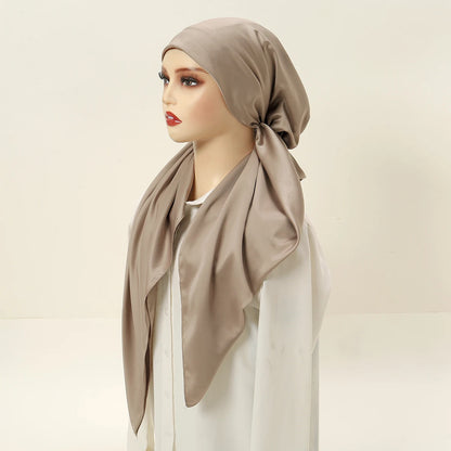 New Muslim Instant Hijab Scarf Print Turban Thick Hair Bonnet Night Cap Turban For Sleeping Elastic Hair Satin Bonnet For Sleep