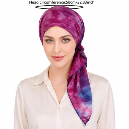 Women's Muslim Hijab Cancer Chemo Caps Fashion Print Turban Cap Hair Loss Headscarf Soft Elastic Hijab Scarf Headwear