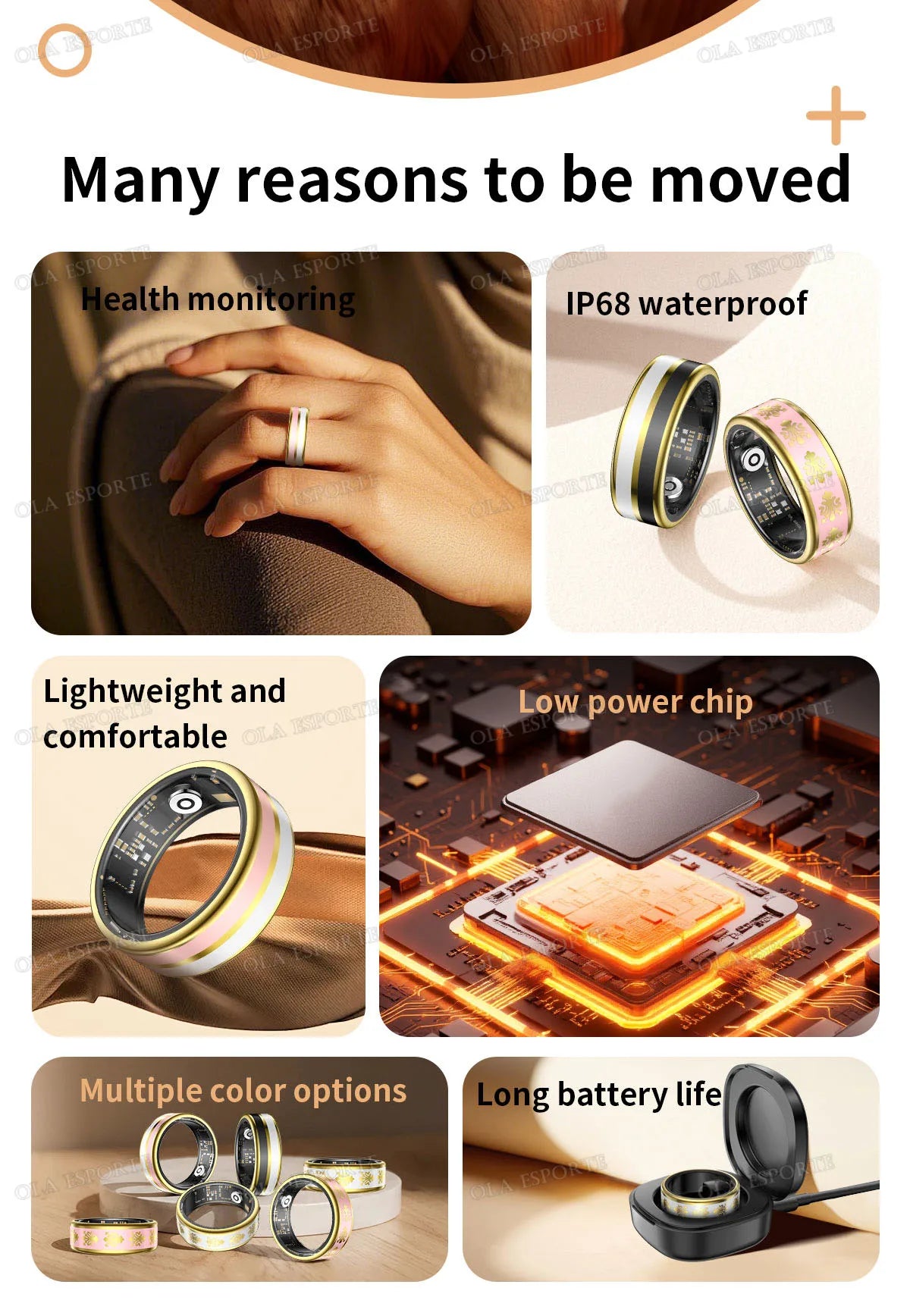 2026 Smart Ring Blood Oxygen Heart Rate Sleep Monitoring Smart Ring IP68 & 5ATM Waterproof Multi-sport Modes Smartring Man Women