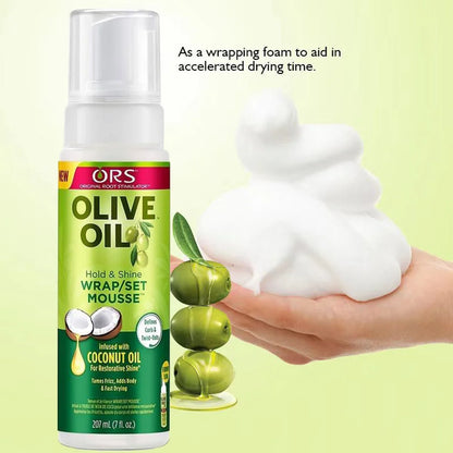 207ML Curly Hair Mousse For Wigs Strong Hold  Olive Oil Hair Styling Mousse Anti-Frizz Hair Foam Mousse For Styling Hair Women