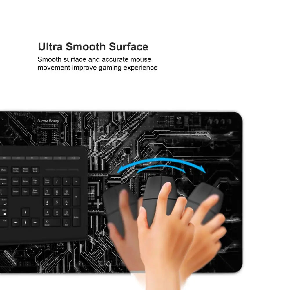 Black Circuit Board Pattern Mouse Pad Large Computer Office Table Mats Rubber Anti-slip Gaming Keyboard Mousepads Long Desk Pads