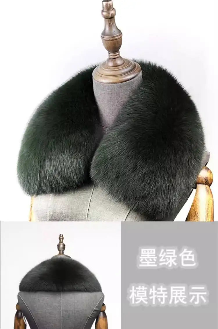 Natural Fox Fur Collar Removable Real Fur Square Collar for Coat Fashion Accessory for Women down Jacket Large Scarf Scarves