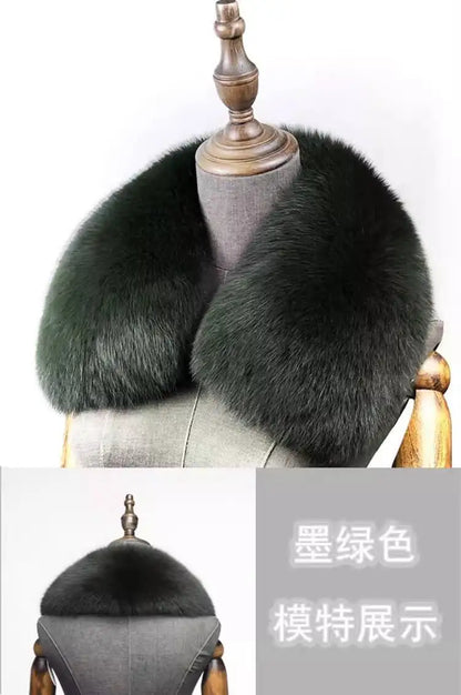 Natural Fox Fur Collar Removable Real Fur Square Collar for Coat Fashion Accessory for Women down Jacket Large Scarf Scarves