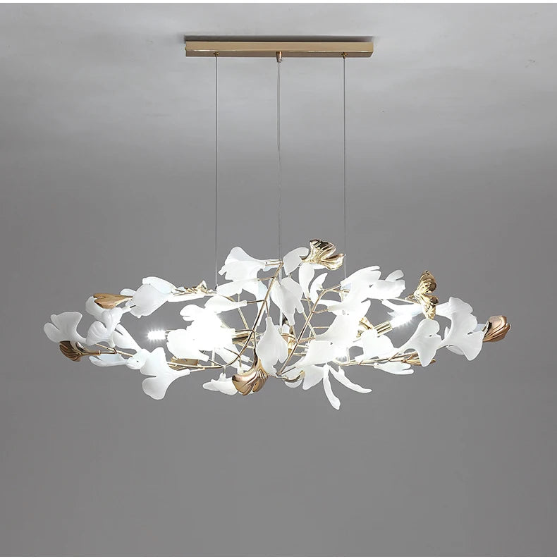 Modern Ceramics Chandeliers Home Ginkgo Biloba Decoration Villa Living Room Lighting Pendant Lamps Indoor Hanging Lights Fixture