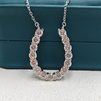 4.5CTTW U-shaped Moissanite Pendant Necklace Horseshoe Diamond Necklace for Women S925 Sterling Silver with Certificates
