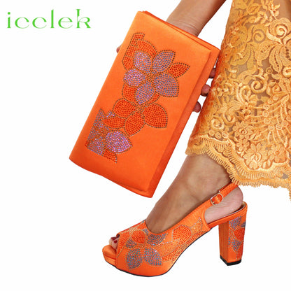 Baby Pink Flower Pattern Mature Pumps African Design Women Matching Shoes and Bag with Platform High Quality Sandals for Wedding