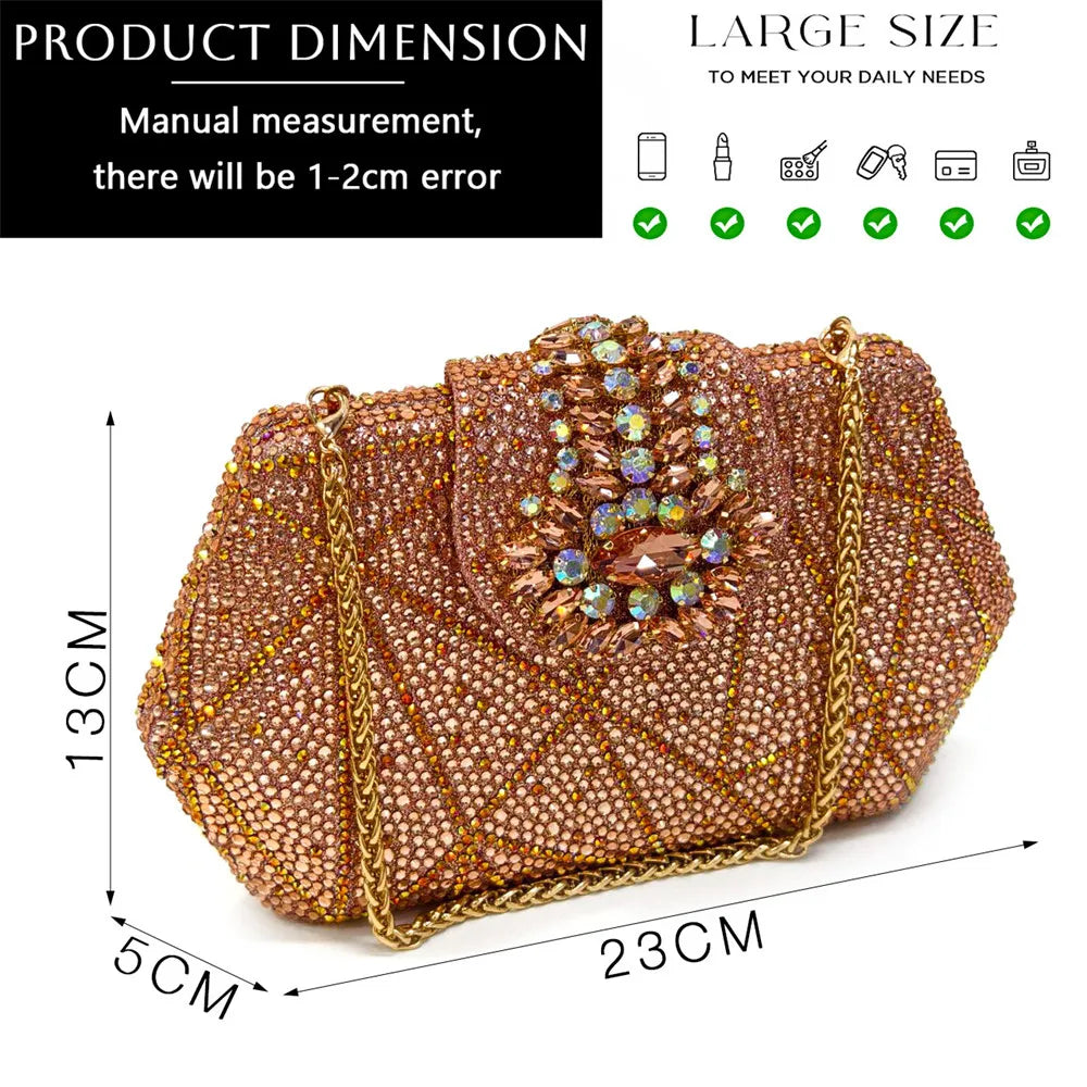 Women's Evening Clutch Bag Party Purse Luxury Wedding Clutch For Bridal Exquisite Crystal Ladies Handbag Apricot Green Wallet