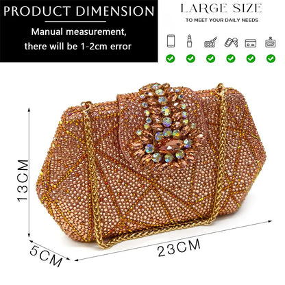 Women's Evening Clutch Bag Party Purse Luxury Wedding Clutch For Bridal Exquisite Crystal Ladies Handbag Apricot Green Wallet