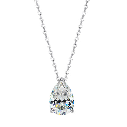 IGOTOS 1-4CT Water Drop Moissanite Pendant Necklace Women 925 Sterling Silver Round/Sharp Claw Lab Diamond Pendant Neck Chain