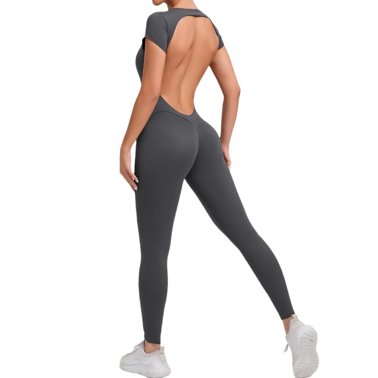 Sports Jumpsuit Woman Gym Sexy Long Jumpsuits One Pieces Fitness Overalls Yoga Sportswear Black Body Women Clothes Short Sleeve