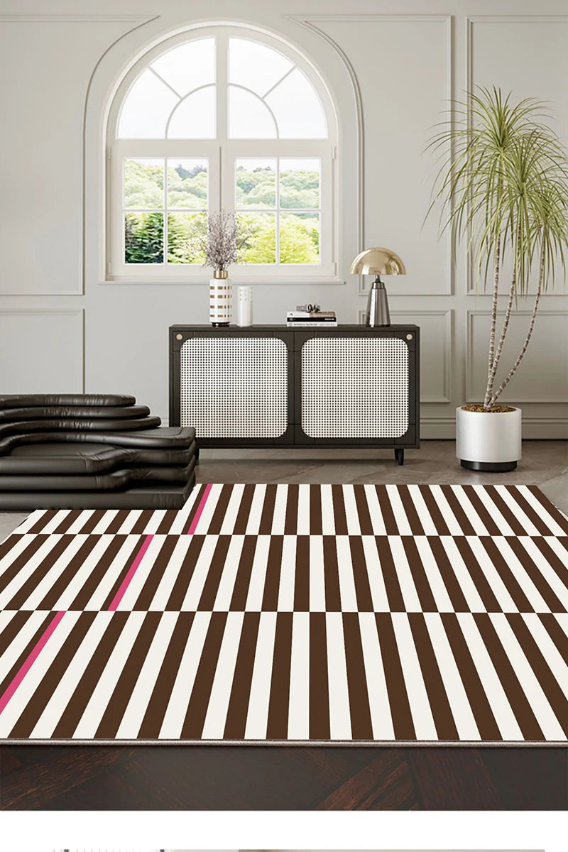 Light Luxury Black and White Striped Rug Modern Large Area Living Room Sofa Rugs Simple Bedroom Decor Carpet Home Room Carpets