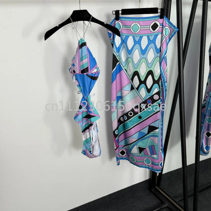 Classic Design Women's Headband Swimsuits with Letter Signature Logo Designer Brand Lady Sexy Scarf Swimsuits Beachwear
