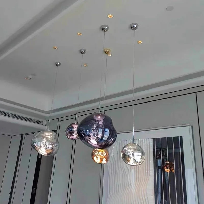 Nordic LED Pendant Lights Creative Restaurant Living Room Bedside Loft Indoor Chandelier Decoration Glass Hanging Light Fixture