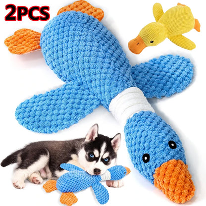 Yellow Duck Dog Toys for Aggressive Chewers Cats Dogs Chew Squeak Toy with Quacking Sound Interactive Plush Doll Toy Pet Supplie