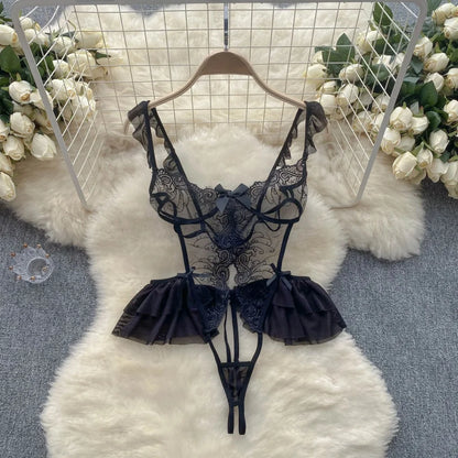Cute Sweet Trend Cartoon Printed Jumpsuit Half High Collar Sleeveless Slim Fit Lingerie Bodycon Bodysuit Rompers Pajama Catsuits