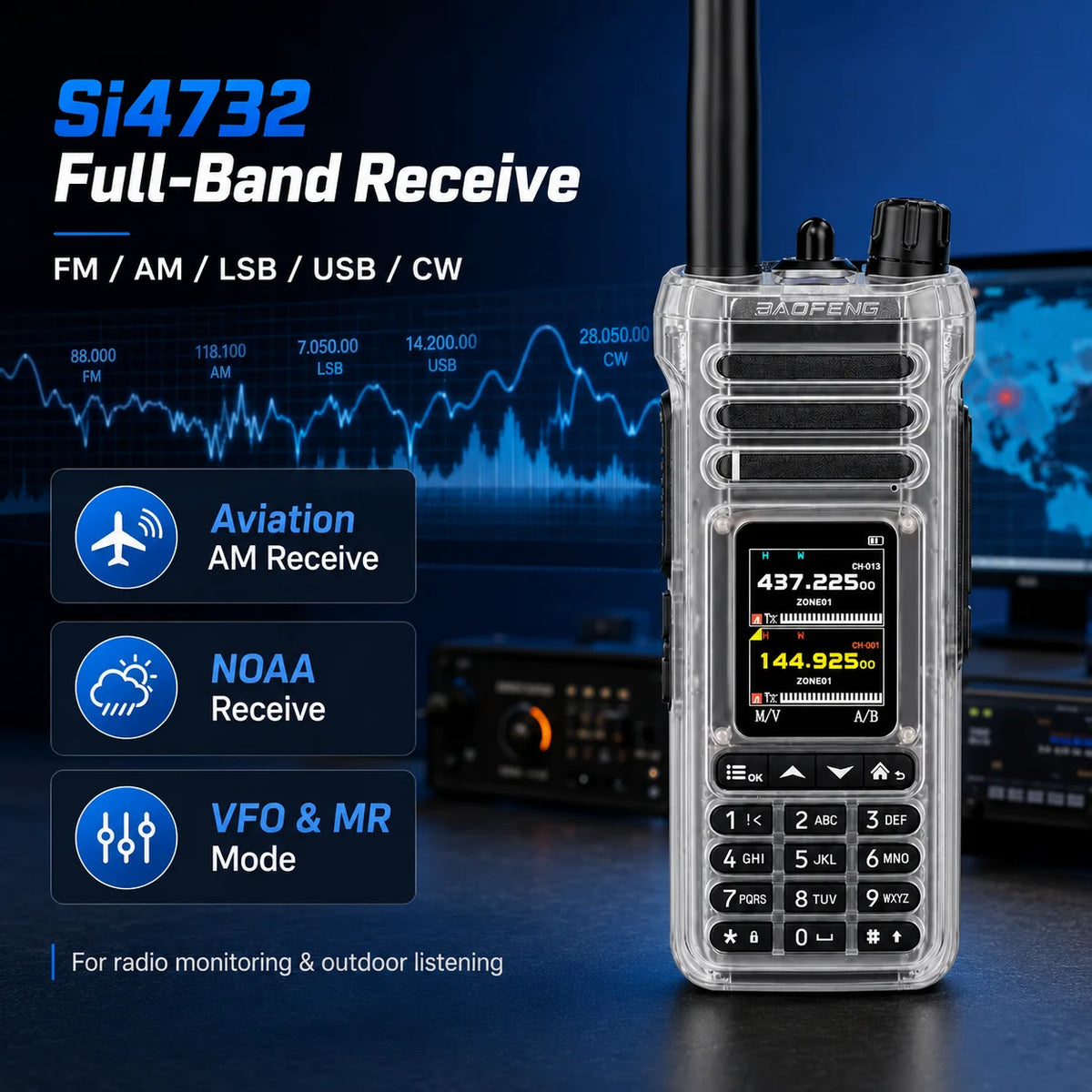 BAOFENG UV-36 Handheld Amateur Radio 1000CH Bluetooth Programming Shortwave Receive 2.0” TFT Screen Dual Watch VHF UHF Walkie Ta