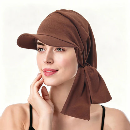 Solid Color Fashion Muslim Hijab Turban Hat for Women Visor Baseball Cap Sun Hats Headscarf Scarf Brim Femme Scarves Bandanas