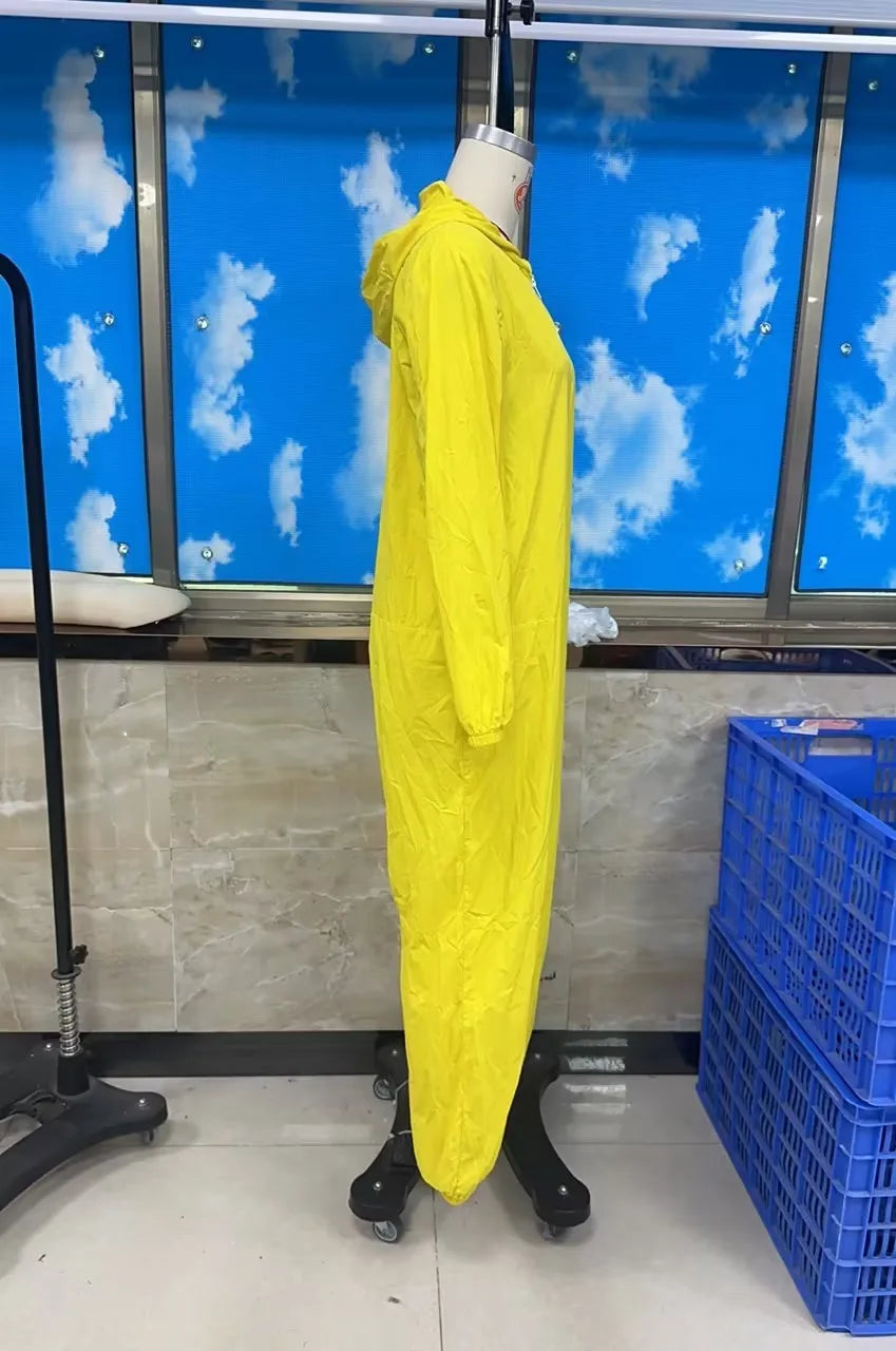 2026 Women's Windproof Jumpsuit with Hood Simple Solid Color Long Sleeve Zip-up Pants Romper for Daily Cosplay Party Jumpsuits