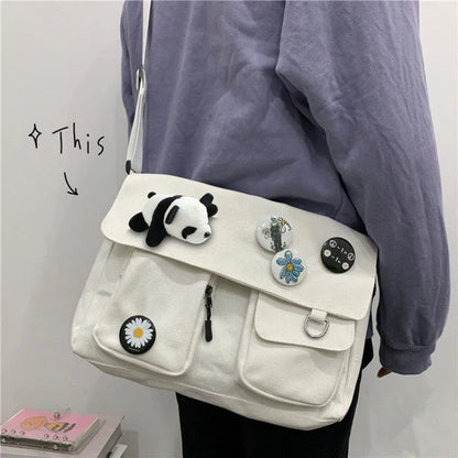 Fashion Women Canvas Shoulder Bags For Youth Casual Ladies Large Capacity Crossbody Bags Solid Handbags Messenger Bags for Women