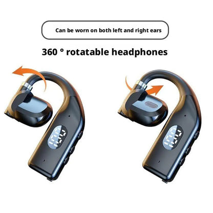 2PCS Bluetooth Ear Hooks Rotatable Earphones LED Digital Display Wireless Sport Headphones Long Battery Life Headset