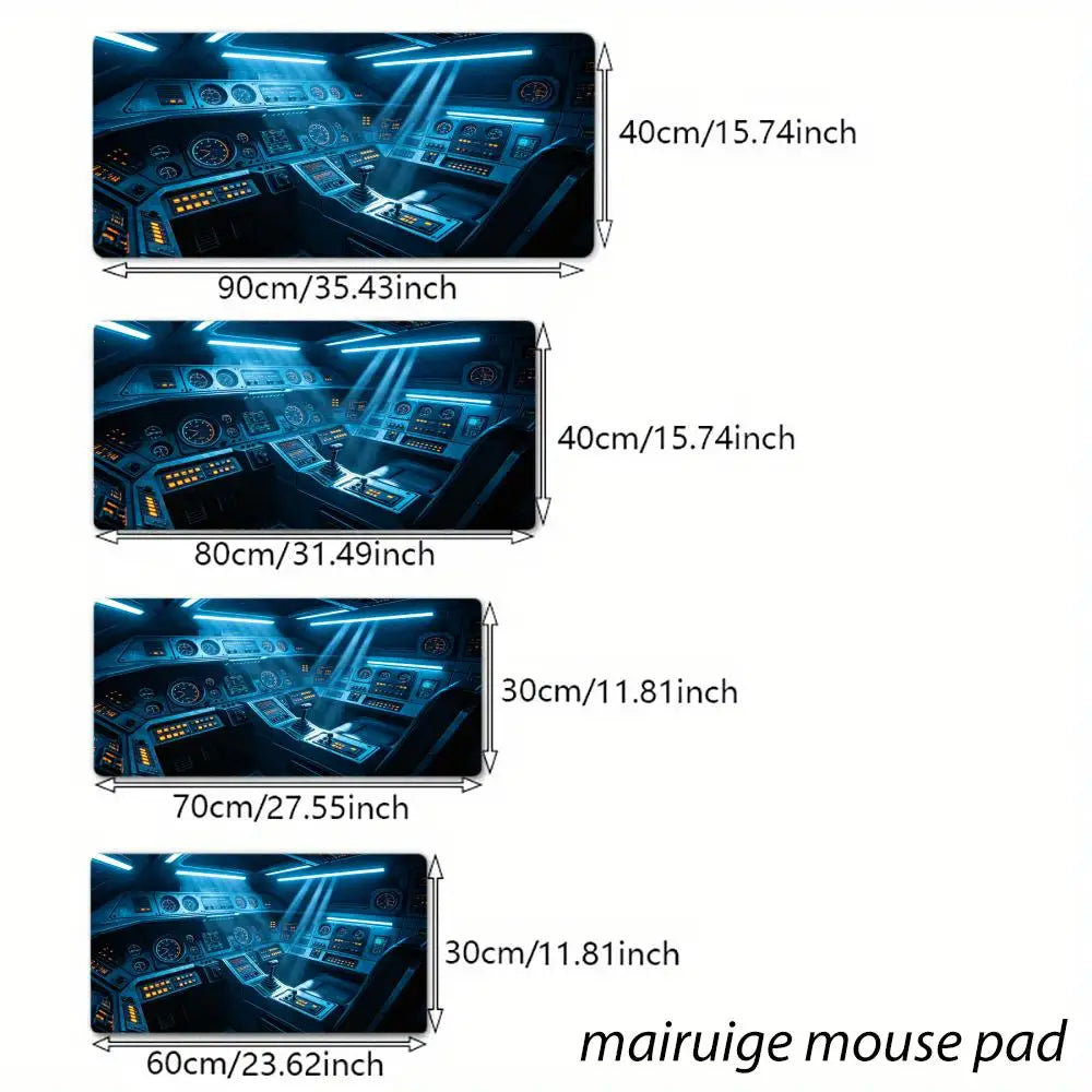 Spacecraft cockpit Mouse Pad Large Computer Office Game Table Mat Rubber Anti-slip Stitched Keyboard Mats 90x40 XXL Desk Pads