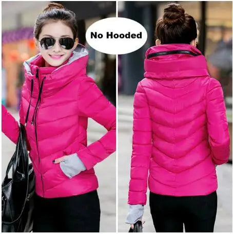 Winter Jacket for Women Tops Womens Parkas Thicken Outerwear Solid Coats Short Female Slim Cotton Padded Basic Clothing