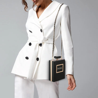 Evening Bags Women's Acrylic Paris Perfume Shaped Black Bag Purses Clutch Vintage Banquet Handbag Luxury Shoulder Crossbody Bags