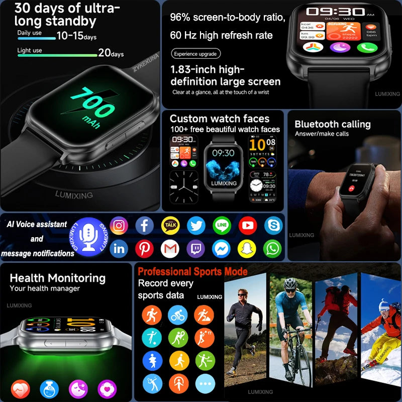 2026 New Smartwatch Women Sports Fitness Track IP68 Waterproof Built-in 24H Heart Rate Bluetooth Call Ladies Fashion Smartwatch