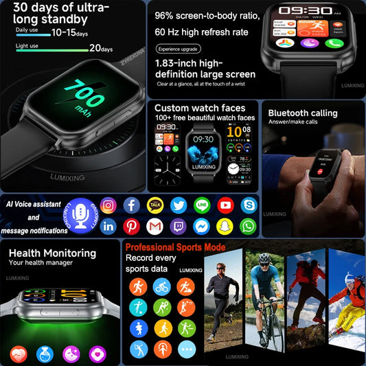 2026 New Smartwatch Women Sports Fitness Track IP68 Waterproof Built-in 24H Heart Rate Bluetooth Call Ladies Fashion Smartwatch