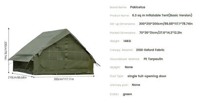 PAKICETUS Inflatable camping tent 4-8 people with windows portable water-resistant camping tent  Four season tents