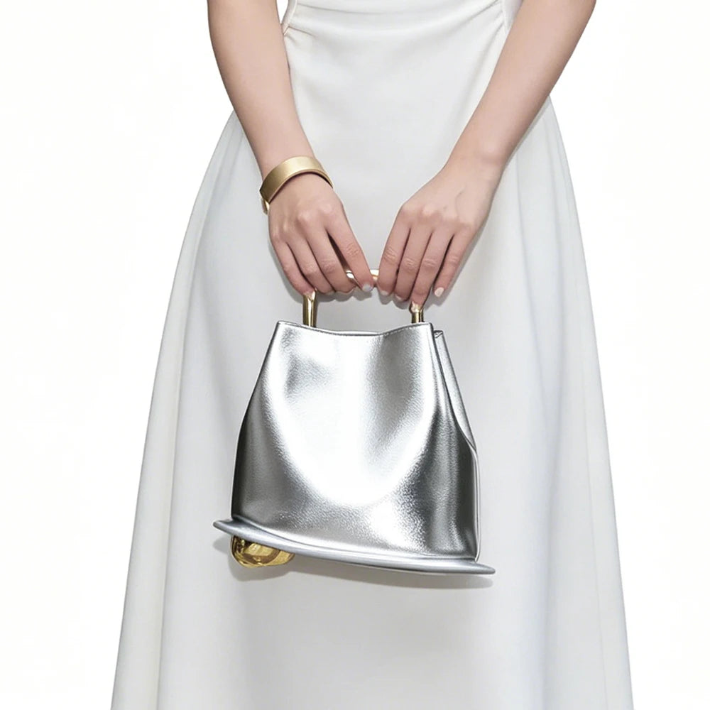 Fashionable Purses for Woman Silver Top-Handle Bags Hat Shape Handbags for Woman Shoulder Bags Evening Bags Luxury Designers