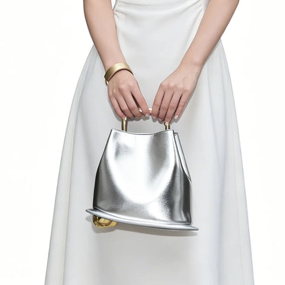 Fashionable Purses for Woman Silver Top-Handle Bags Hat Shape Handbags for Woman Shoulder Bags Evening Bags Luxury Designers