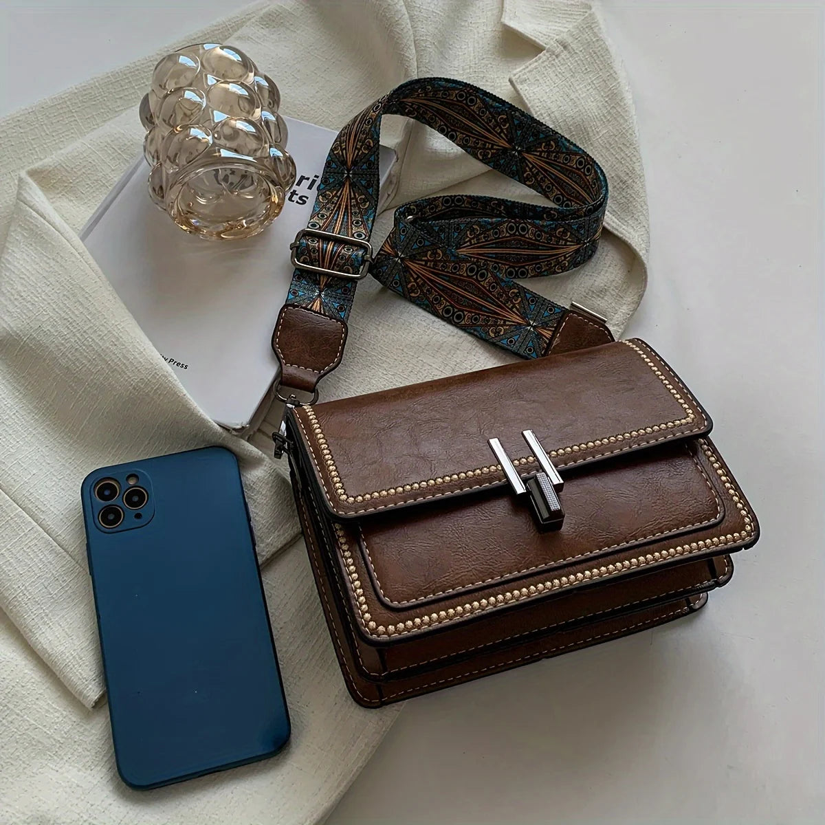 Mini Cross-Body Bags for Women, Adjustable Strap, Small Square Design Purse, Fashion Shoulder Bag, New Designer Mini Leather Bag