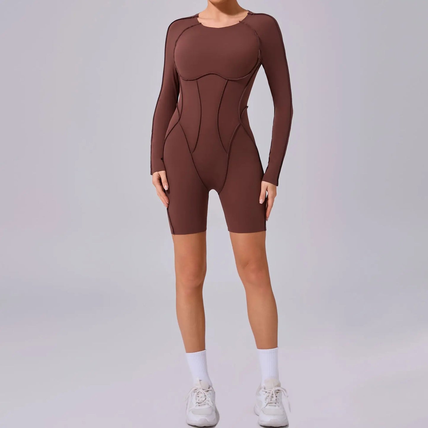 Yoga Sports Fitness Jumpsuits Sets Pants Women's Hip-lifting One-piece Open Back Long-sleeved Outdoors Workout Gym Yoga Bodysuit