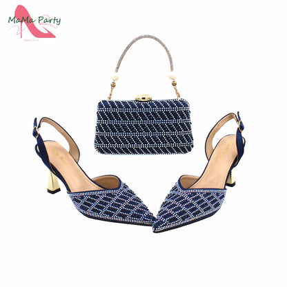 Peach Color New Arrivals Nigerian Women Shoes and Bag Set High Quality Super High Heels for Garden Party