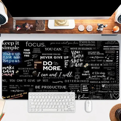 XXL 900*400 Black Motivational Quotes Mouse Pad,Non Slip Lock Edge Rubber Base Mousepad for Gaming Office Keyboard Desktop Use