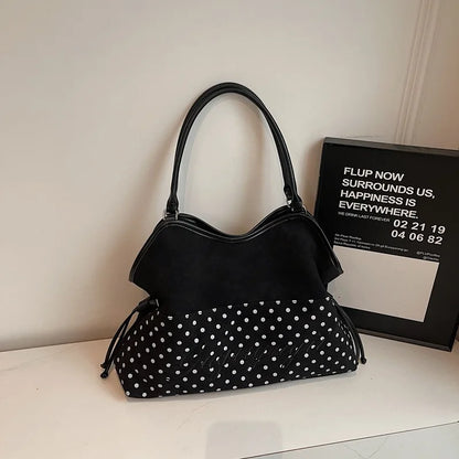 Brand Women's Shoulder Bag Y2k Fashion Sweet Polka Dot Handbag Korean Casual Versatile Leopard Print Brown Frosted Tote Bags