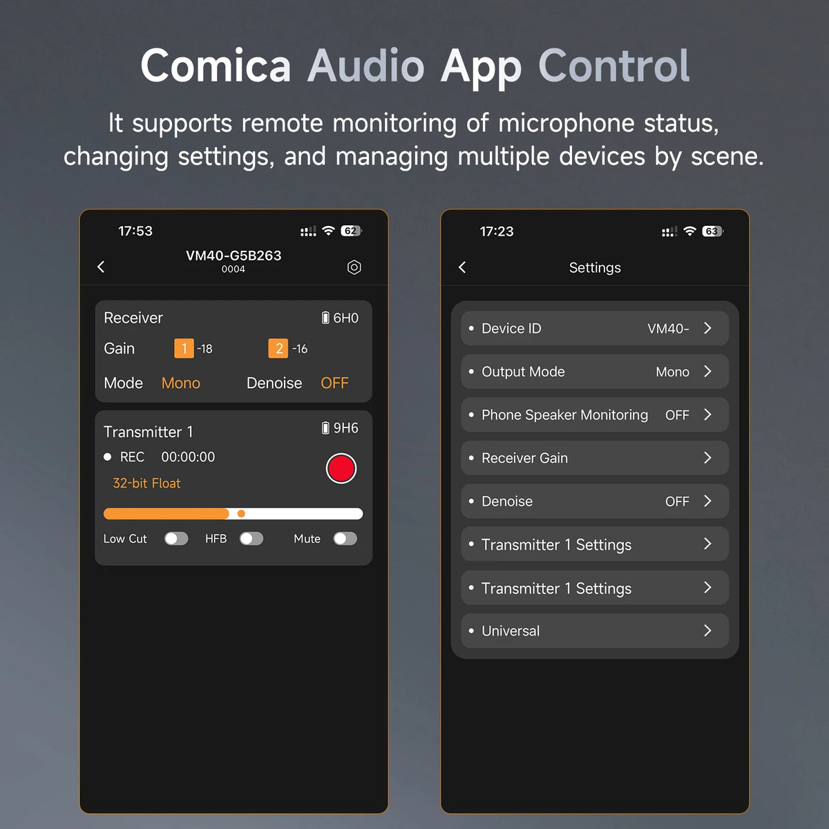 COMICA VM40 Super Cardioid 2.4G Wireless Shotgun Microphone 48kHz 32-bit 32GB Built-in Storage Mic for Camera Smartphone PC