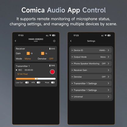 COMICA VM40 Super Cardioid 2.4G Wireless Shotgun Microphone 48kHz 32-bit 32GB Built-in Storage Mic for Camera Smartphone PC