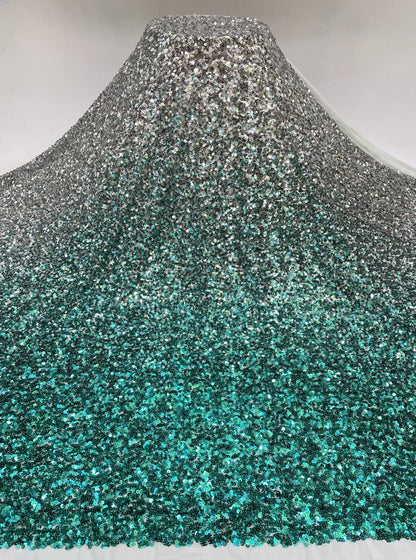 Gradient Sequins Embroidered Stretch Tulle Fabric for DIY Sewing Evening Dress Garment Accessories Clothing Fashion Cloth