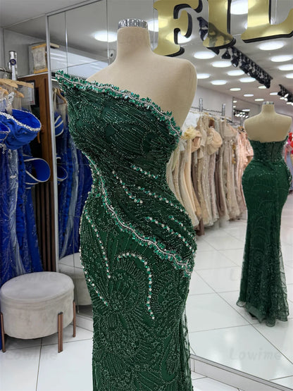 2026 Customized Emerald Green Strapless Party Dress Mermaid Wedding Guest Prom Gowns Elegant Celebrity Evening Dresses Robes