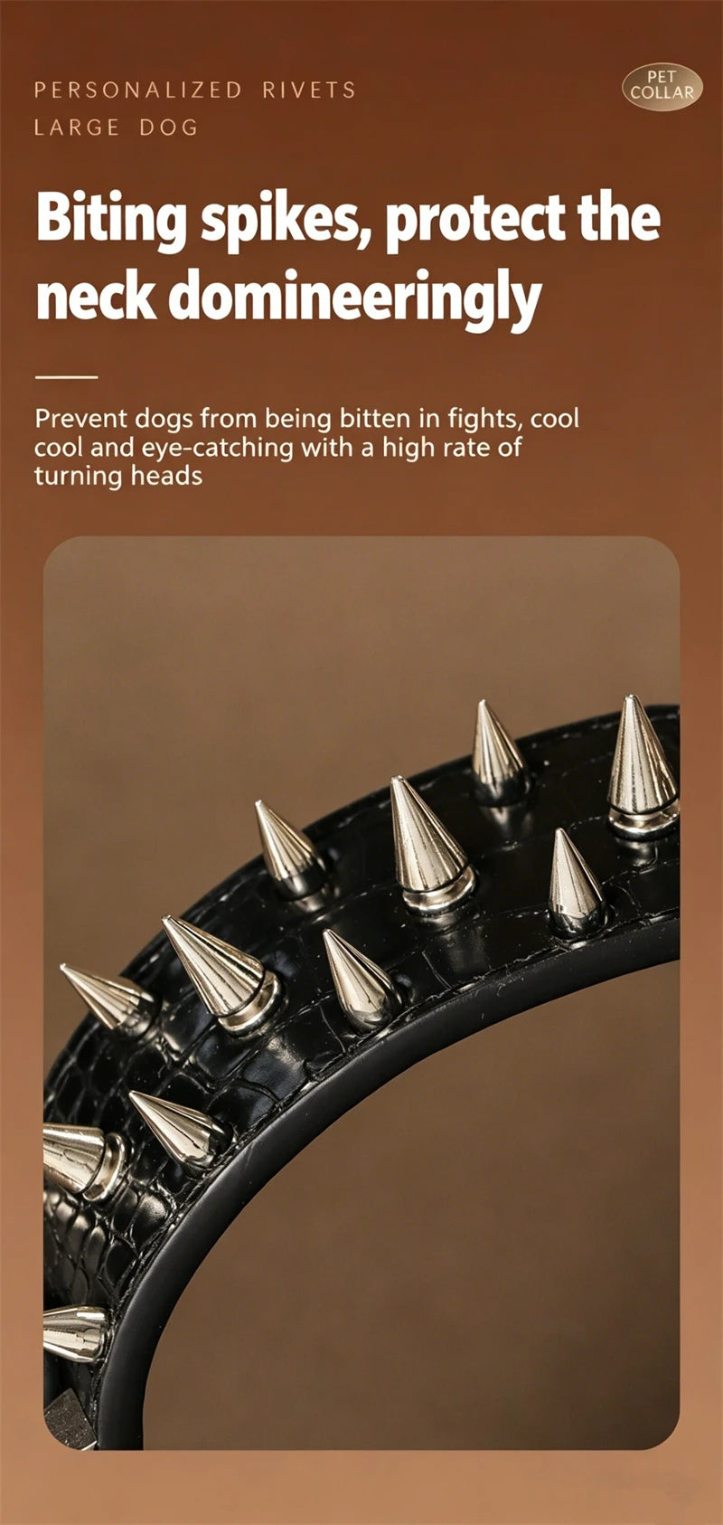 5CM Wide Spiked Studded Dog Collar Anti-Bite PU Leather Pet Collar for Large Dogs Pitbull Mastiff Pet Supplies Accessories