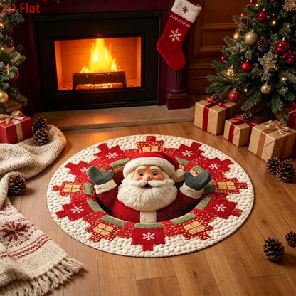 Christmas Day Rugs for Bedroom Anti-slip Bedside Red Rug Round Living Room Decoration Waterproof Carpet Washable Study Floor Mat