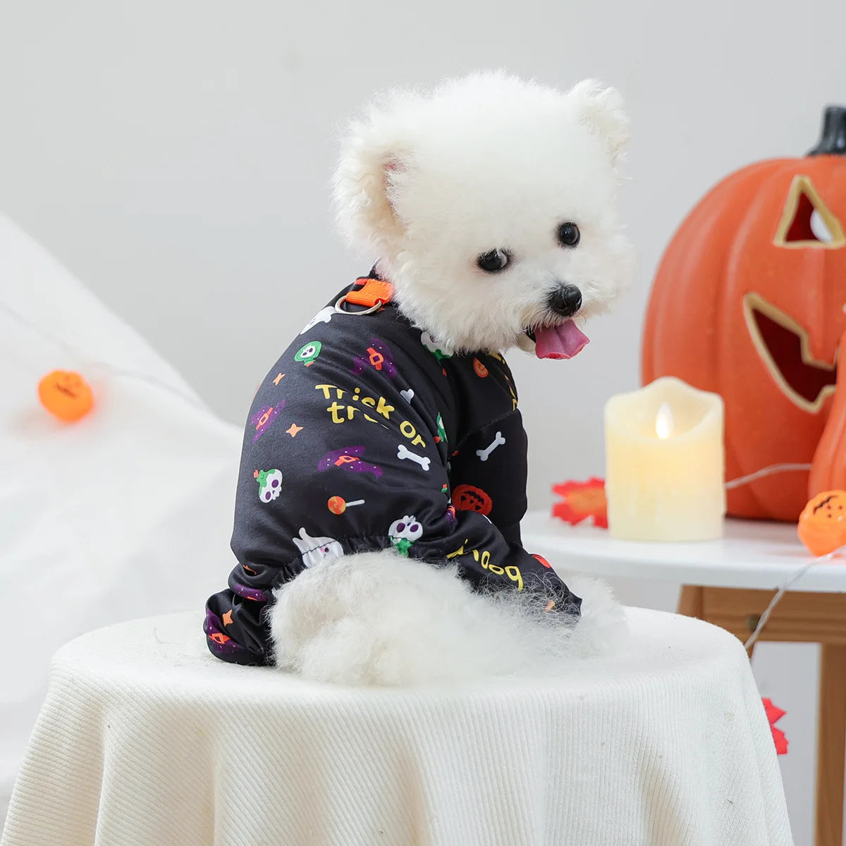 Girl Halloween Pajamas Apparel For Small Dogs Chest Closed Pet Indoor Home Wear Clothes Overall Tracksuit Chihuahua Yorkshire
