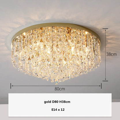 Modern Luxurious Crystal Ceiling Lamp Gold & Silver Color for Living Room Dining Room Bedroom - Elegant Lighting Fixture