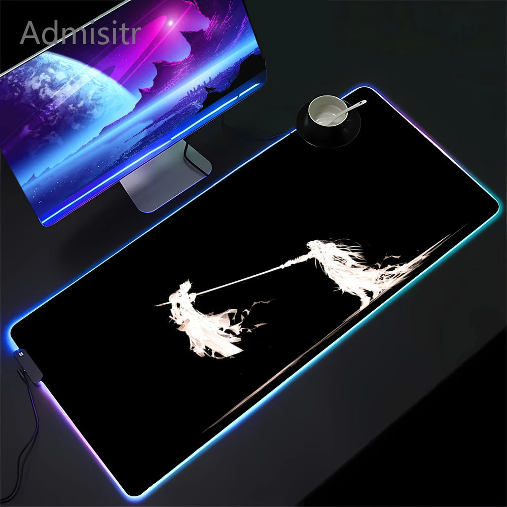 RGB Gaming Mousepad Space Mouse Mats LED Large Gamer Mousepads Keyboard Pads Luminous Desk Mat Final Fantasy Mouse Pad Backlit