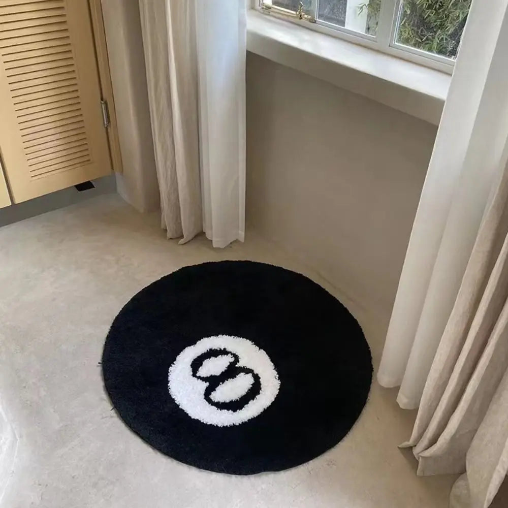 Creative 8 Ball Rug Indoor Home Decoration Spooky Halloween Gifts 8 Ball Accent Round Tufting Soft Rug Horror Movie Mat