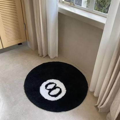 Creative 8 Ball Rug Indoor Home Decoration Spooky Halloween Gifts 8 Ball Accent Round Tufting Soft Rug Horror Movie Mat