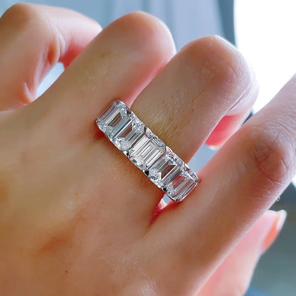 Drop Shipping High Quality Luxury Jewelry 925 Sterling Silver Princess Cut Moissanite Diamond Women Wedding Band Ring Gift